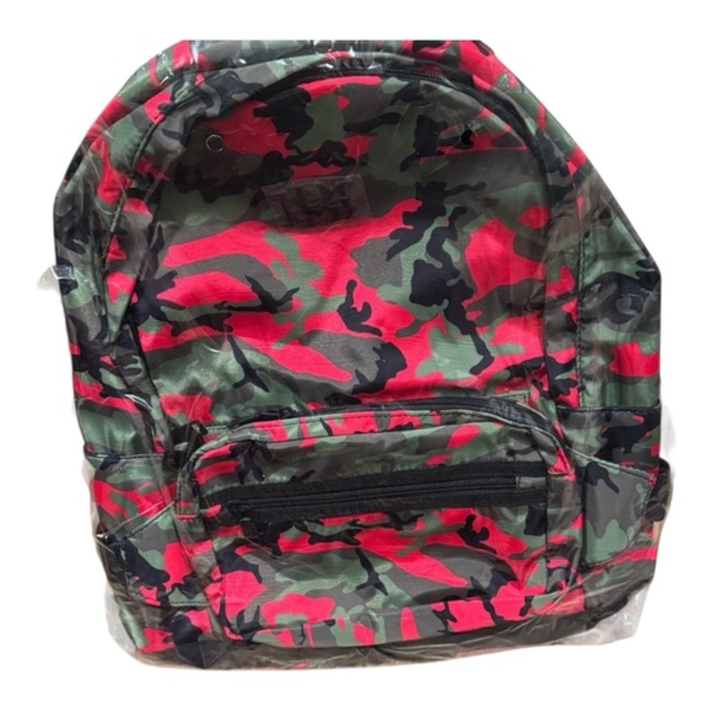 Badgley Mischka One Size Red Camo Nylon Backpack Streetwear Travel NWT